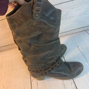 Brown Leather Slouchy motorcycle boots